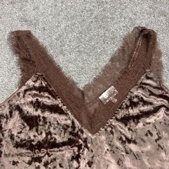 Heartloom Velvet Lace Trim Tank Top Womens Large Bronze Brown Sleeveless Casual - Picture 9 of 11